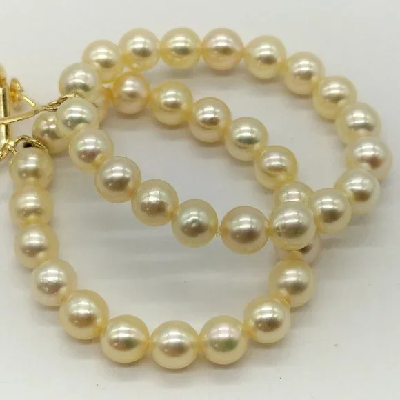 100% Authentic Jewelry Earring 2 set Pearl Yellow Gold - Picture 3 of 9